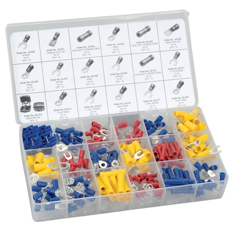 Sunbelt Solderless Terminal and Connector Assortment, 175 pieces 1.97" x5.04" x8.37" A-B1SB22